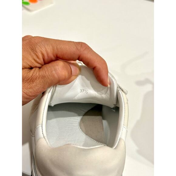 Jimmy Choo Leather and Neoprene Raine Choo Logo Platform Sneakers White EU 37.5 - Picture 7 of 8